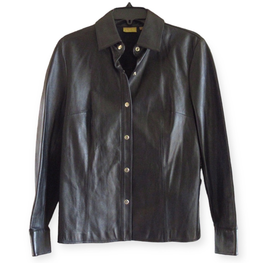 Caslon Black Leather Button Down Shirt